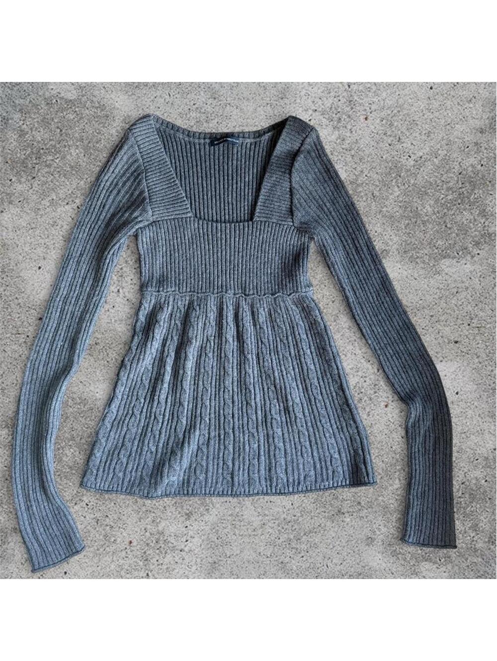 Brandy Melville charcoal knit babydoll top
